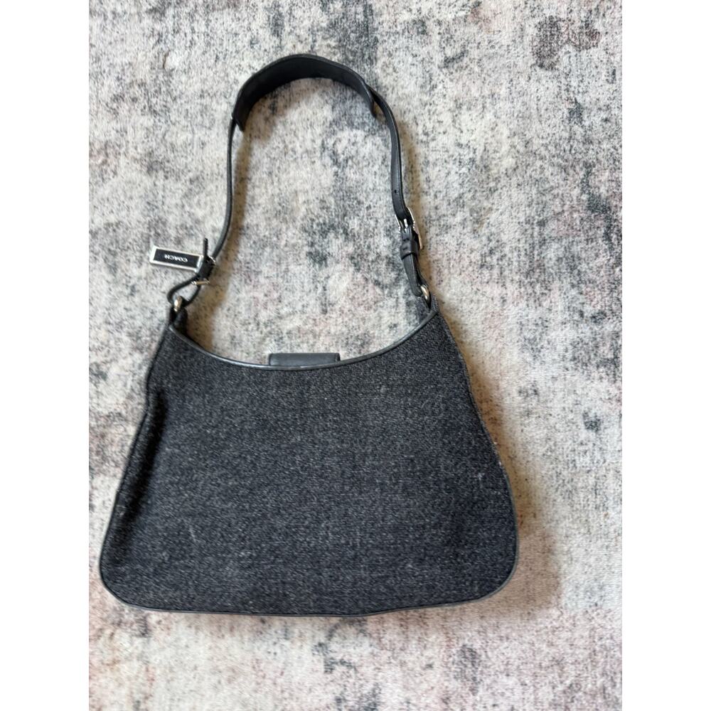 Vintage COACH Bag Hobo Mini Small Black Gray Legacy West Wool Shoulder Bag 8125
